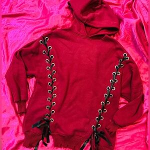 Red Lace-Up Hoodie 💋
